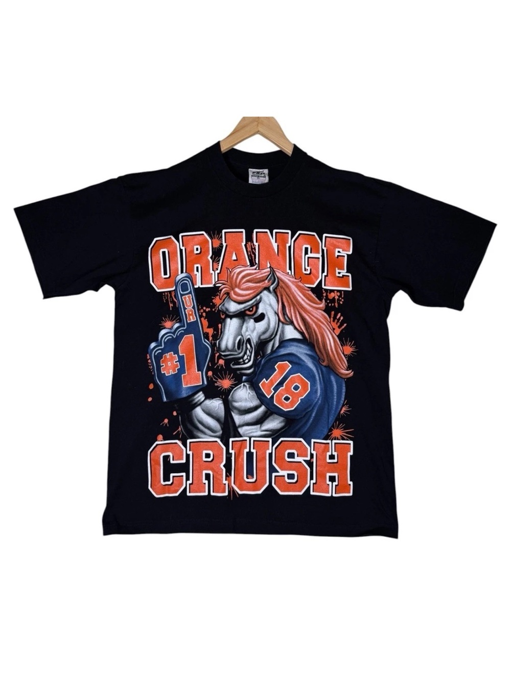 VTG Pro 5 Super Heavy Denver Broncos Orange Crush T-Shirt Shirt Black Adult XL